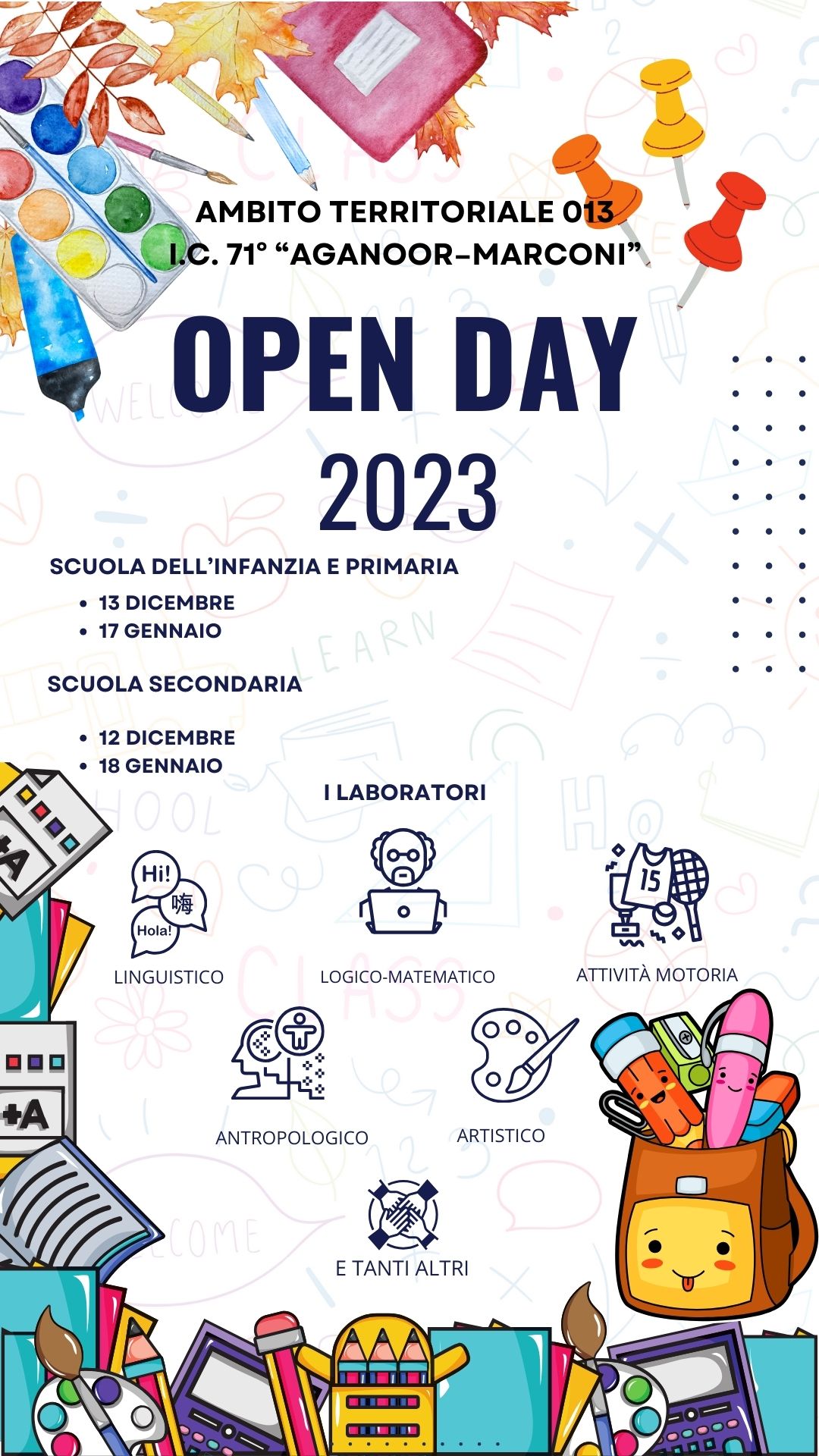 OPEN DAY SCUOLA DELL'INFANZIA, PRIMARIA E SECONDARIA DI I GRADO